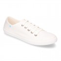 Cotton Canvas BAMBA type shoes with ties closure and toe cap.