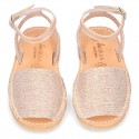 LINEN canvas Menorquina sandals with rear strap and buckle fastening.