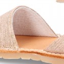 LINEN canvas Menorquina sandals with rear strap and buckle fastening.