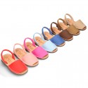 Nobuck leather kids Menorquina sandals with rear strap.