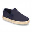 Cotton canvas SLIP ON Espadrille shoes with elastic bands for kids.