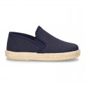 Cotton canvas SLIP ON Espadrille shoes with elastic bands for kids.