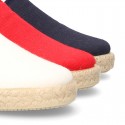 Cotton canvas SLIP ON Espadrille shoes with elastic bands for kids.