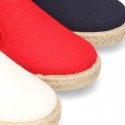 Cotton canvas SLIP ON Espadrille shoes with elastic bands for kids.