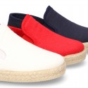 Cotton canvas SLIP ON Espadrille shoes with elastic bands for kids.