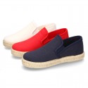 Cotton canvas SLIP ON Espadrille shoes with elastic bands for kids.