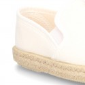 Cotton canvas SLIP ON Espadrille shoes with elastic bands for kids.