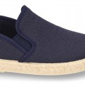 Cotton canvas SLIP ON Espadrille shoes with elastic bands for kids.