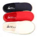 Cotton canvas SLIP ON Espadrille shoes with elastic bands for kids.