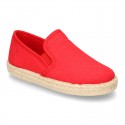 Cotton canvas SLIP ON Espadrille shoes with elastic bands for kids.