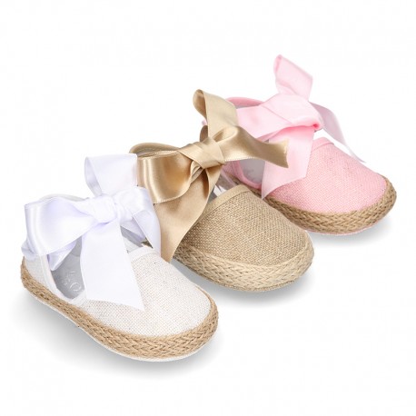 BABY metal linen espadrille shoes valenciana style.