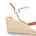 Cotton canvas women wedge espadrille sandal shoes.