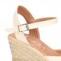 Cotton canvas women wedge espadrille sandal shoes.