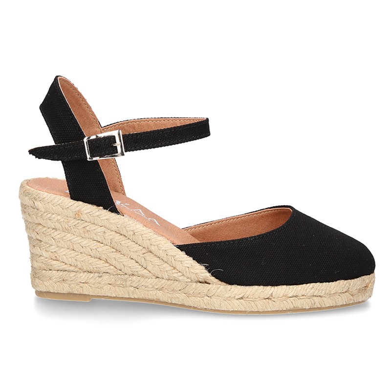 Cotton canvas women wedge espadrille sandal shoes. CG021 | OkaaSpain