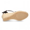 Cotton canvas women wedge espadrille sandal shoes.