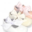 Soft Patent leather Little Mary Jane shoes for baby with ribbon.