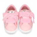 New FASHION pink Nappa leather Tennis shoes TIES closure.