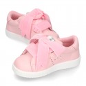 New FASHION pink Nappa leather Tennis shoes TIES closure.