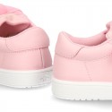 New FASHION pink Nappa leather Tennis shoes TIES closure.