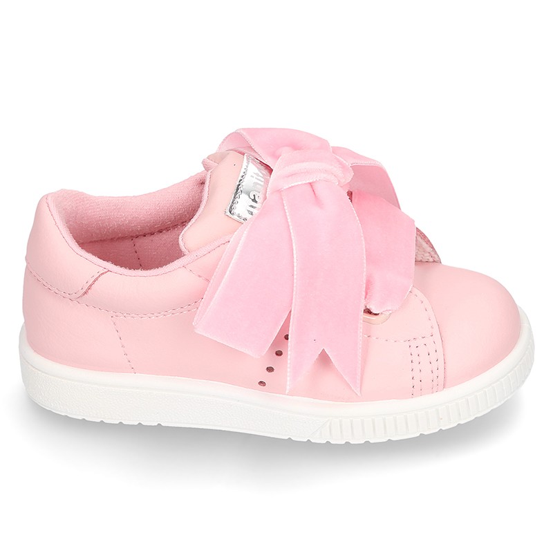 New FASHION pink Nappa leather Tennis shoes TIES closure. T060 | OkaaSpain
