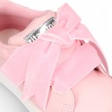 New FASHION pink Nappa leather Tennis shoes TIES closure.