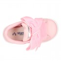 New FASHION pink Nappa leather Tennis shoes TIES closure.