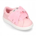 New FASHION pink Nappa leather Tennis shoes TIES closure.