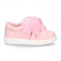 New FASHION pink Nappa leather Tennis shoes TIES closure.