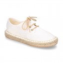 Laces up espadrille shoes in WHITE cotton canvas.