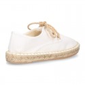 Laces up espadrille shoes in WHITE cotton canvas.