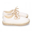 Laces up espadrille shoes in WHITE cotton canvas.