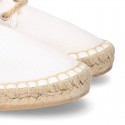 Laces up espadrille shoes in WHITE cotton canvas.