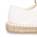 Laces up espadrille shoes in WHITE cotton canvas.