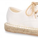 Laces up espadrille shoes in WHITE cotton canvas.