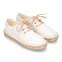 Laces up espadrille shoes in WHITE cotton canvas.