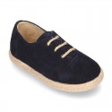 Suede leather Laces up style espadrille shoes.