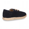 Suede leather Laces up style espadrille shoes.