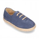 Suede leather Laces up style espadrille shoes.