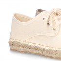 Cotton canvas Laces up espadrille shoes.