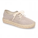 Cotton canvas Laces up espadrille shoes.