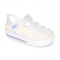 Tennis style jelly shoes with VELCRO strap for Beach and Pool.