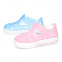 Tennis style jelly shoes with VELCRO strap for Beach and Pool.