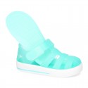 Tennis style jelly shoes with VELCRO strap for Beach and Pool.