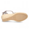 Wedge women canvas sandal espadrille with buckle fastening in washing effect.