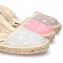 Cotton canvas espadrilles shoes Valenciana style with STARS print.