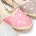 Cotton canvas espadrilles shoes Valenciana style with STARS print.