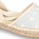 Cotton canvas espadrilles shoes Valenciana style with STARS print.