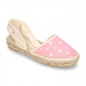 Cotton canvas espadrilles shoes Valenciana style with STARS print.