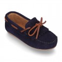 Suede leather Moccasin shoes with FRINGED design.