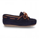 Suede leather Moccasin shoes with FRINGED design.